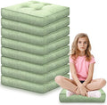 Fumete 8 Pcs Square Floor Pillows for Kids and Adult 16''x16'' Flexible Seating Floor Cushion for Classroom Multicolor Meditation Cushions for Home Daycare Preschool Yoga Meditation (Green)
