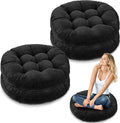 Jerify Floor Pillow Cushions 22 x 22 Inch Round Square Large Meditation Floor Pillow for Classroom Adult Meditation Picnic Party Cushion for Seating Gift Christmas(Round,Black,4 Pcs)