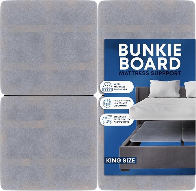 Greaton, Premium 38mm Split Wood Bunkie Board for King Size Bed - 4-Piece Under Mattress Support Board, Fully Assembled, Fabric Ventilation Cover - Replaces Wooden Slats or Box Spring for Bed Frames