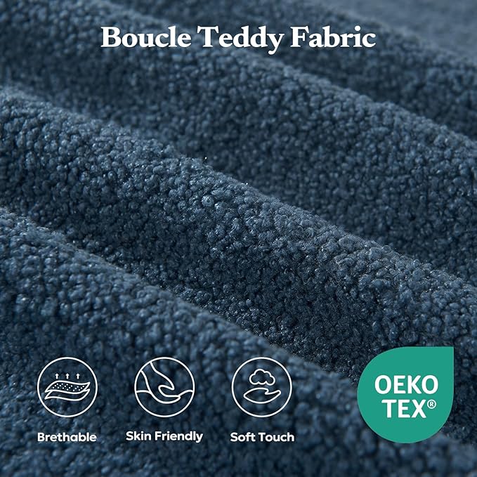 Furnify 40" Memory Foam Couch Footrest, Cloud Modular Sofa with Removable Cover, Upholstered Floor Sofa Ottoman, Upholstered Sofa for Bedroom Living Room, No Assembly Required (Teddy Boucle, Blue)