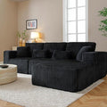 HYJT-H&K Modular Sectional Sofa Cloud Sectional Couch, 107" Comfy Fluffy L Shaped Dark Black Couches for Living Room, Deep Seat Memory Foam Plush Corduroy Boneless Couch Sectionals Right Facing Chaise