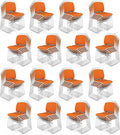 VINGLI Stackable Chairs Set of 80, Stacking Office Chairs with Metal Sled Base, Ergonomic Plastic Padded Seat & Back, Capacity 350lbs, Stacking Chairs for Waiting Room Break Room Banquet Guest, Orange