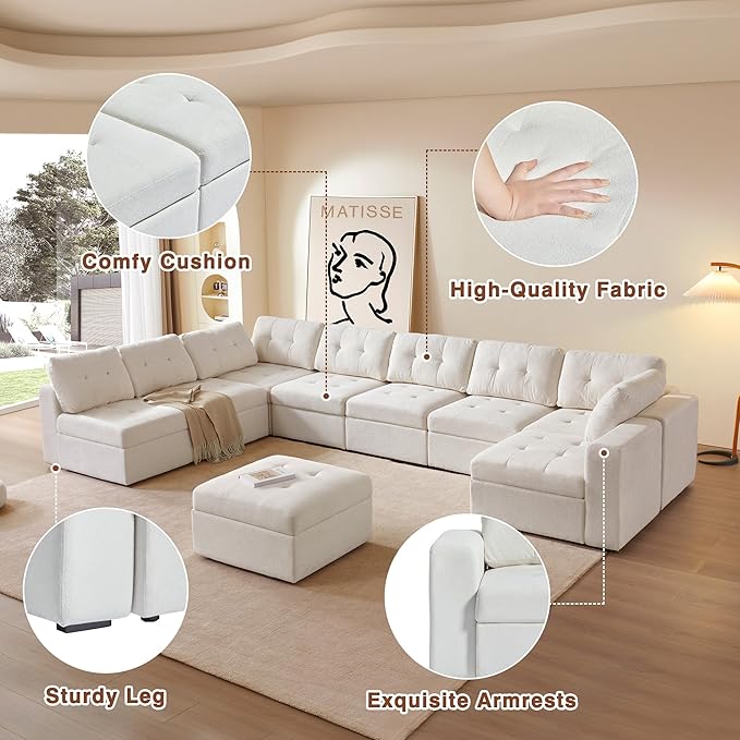 ORRD Armrest Chair for Modular Sectionals Sofa Couch, Modular Sofa Chair with Storage for Living Room