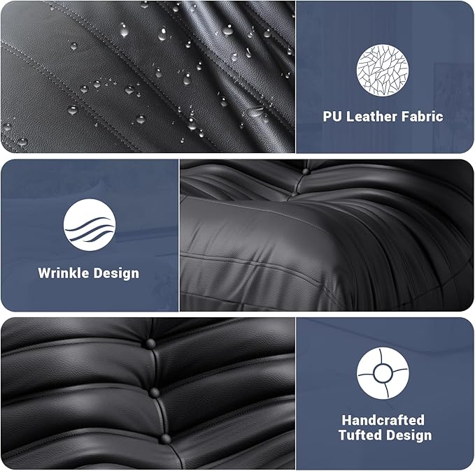 Bean Bag Chair Fireside Chair Lazy Floor Sofa, Faux Leather Giant Corner Bean Bag Sofa, High-Resilience Memory Foam Armless Foam Lounger Tatami Recliner Couch for Living Room Bedroom Dorm Office