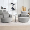 Furnimart 40" Oversized Barrel Accent Chair Set of 2, 360° Swivel Round Upholstered Sofa, Chenille High-Resilience Sponge, No Assembly, Wide Seat for Living Room, Bedroom, Apartment (Gray)