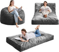 Hobestluk Giant Bean Bag Chair Bed for Adults, Large Bean Bags with High-Density Foam Filling, Convertible Big Sofa Bed Couch for Living Room, Bedroom, Playroom (Grey, Twin)