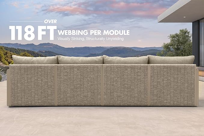 PURPLE LEAF 10 Pieces Patio Conversation Sets with Coffee Table All Weather Outdoor Couch Sectional Set with Cushion Small Conversation Set for Garden Poolside Backyard Beige