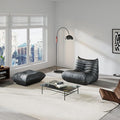 Comfy Lazy Floor Sofa Couch,Soft Armless Chair,Faux Leather Lounge Chair,Corner Relax Sofa Couch for Living Room Bedroom,Salon Office,Adults(Black+1P+ Ottoman)
