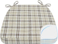 AAAAAcessories D-Shaped Chair Cushions, 2" Thick Dining Chair Pads with Ties and Removable, Machine-Washable Cover, 17" x 16", Yellow Checkered