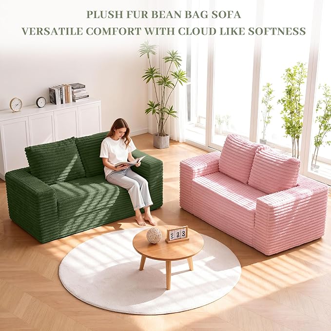 HABUTWAY Convertible Folding Sofa Bed Couch,3 in 1 Pull Out Couch Bed,Loveseat Sleeper Sofa Bed,Boneless Couches with Pillows for Living Room Bedroom, Green