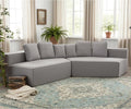KEIKI 132" Modular Sectional Sofa Oversized Teddy Fabric Full Foam Comfort Space Saving Deep Seat Couch for Small Apartments Flexible Layout Lounging Napping Study Areas Cozy Modern Setup