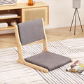 Tiita Foldable Tatami Chair, Japanese loor Chair, Wood Legless Back Rest Chairs with Cushion, Accent Meditation Floor Chairs Bay Window, Wood Dark Grey