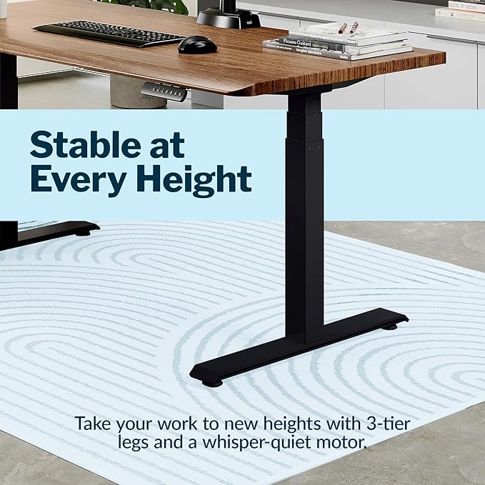 Vari ComfortEdge 48x30 Inch Adjustable Electric Standing Desk – Sit Stand VariDesk with Memory Presets, Sloped Edge, 220 LB Capacity + Tool-Free Assembly (Walnut/Black)