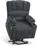 MCombo Power Lift Recliner Chair for Elderly, Lift Chair with Heat and Massage, USB &Type C Ports, Cup Holders, Fabric 7095 (Medium, Dark Grey)