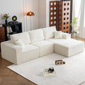 MODNEST 108" Modular Sectional Sofa Cloud Couch with Deep Seats, L Shape Couch with Movable Ottoman and Chaise, Sectional Couches for Living Room, Boneless Couches No Assembly Required, Beige
