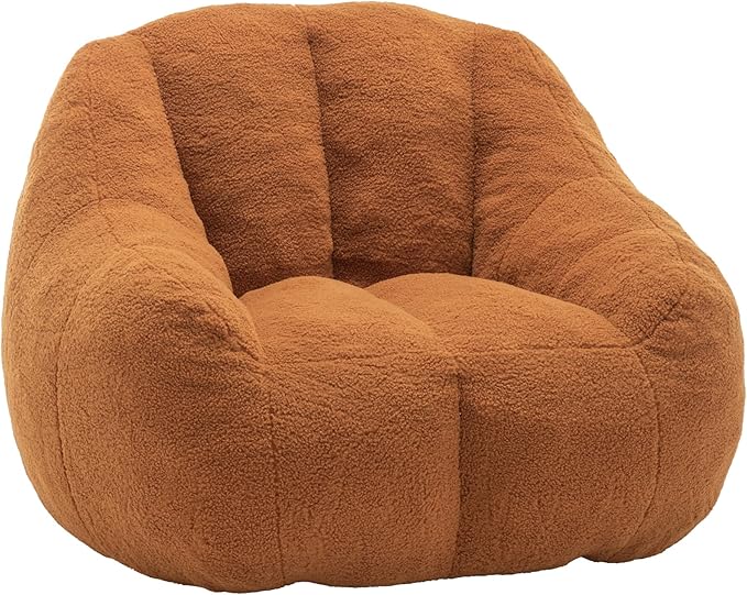 Setawix Bean Bag Chair with Filler, Comfy Teddy Bean Bag Chairs for Adults and Kids, Cozy BeanBag Sofa Fully Floor Couch with Memory Foam for Living Room Bedroom,Yellow