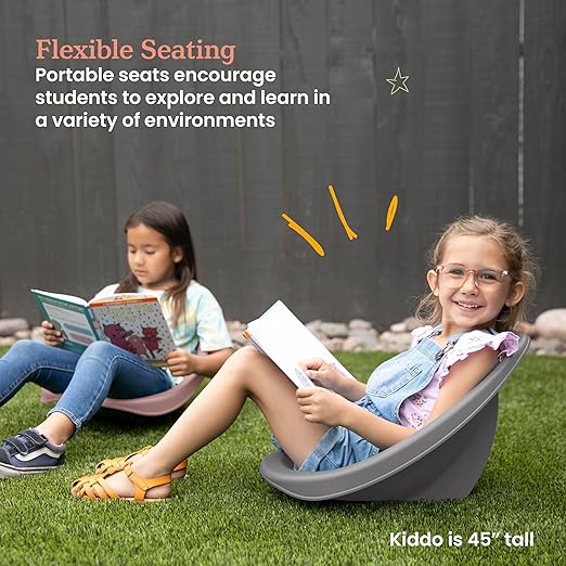 ECR4Kids Leaf Floor Seat, Rocker Chair, Pink/Grey, 6-Piece