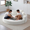 67" Round Convertible Folding Sofa Bed, Boneless Couch Loveseat, Floor Sleeper Chaise Lounge for Living Room, Apartment, Dorm, Small Spaces, Beige