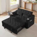 Auvsoce 53'' Convertible Sleeper Sofa Bed with Adjustable Backrest, Chaise Lounge, Side Table &Two Pillows – Stylish & Functional Addition to Any Living Room (Black Sofa)