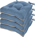 HARBOREST Chair Cushions for Dining Chairs Set of 4 - Chenille Tufted Kitchen Chair Cushions with Ties and Non-Slip Bottom, Foam Chair Pads for Dining Chairs, 17" x 17", Blue