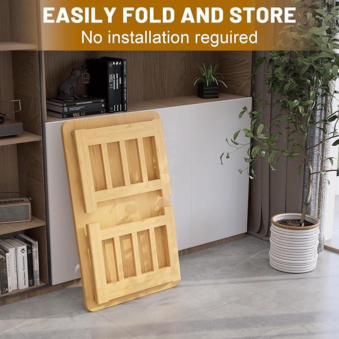 Japanese Folding Floor Coffee Table, Bamboo Foldable Low Table for Sitting On The Floor No Assembly Portable Tea Table Chabudai Table for Tatami, Bay Window, Meditation, Altar (Wood Color)