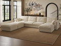 Cloud Modular Sectional Sofa Couch with Storage Ottoman, 128" Oversized Sectional Couches for Living Room, Cloud Modular U-Shaped Sofa with Chaise, 7 Seater, Chenille, Beige
