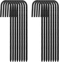 ERYTLLY 12In Rebar Stakes J Hook Heavy Duty Galvanized Metal Stakes for Ground Barrel Soil Tent Swing Set Anchors Fence Stakes Curved Steel Plant Support Garden Stakes with Hooks（12in 16pk）