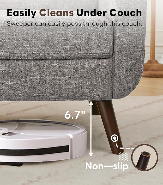 Tbfit 77.2" W Linen Sofa Couch, Mid Century Modern Decor Loveseat Couches for Living Room, Button Tufted Upholstered Small Couch for Bedroom, Solid, and Easy to Install Love Seats Furniture, Grey | linen fabric, button tufted, solid wood foot, pocket s...
