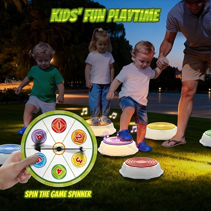 HYES Light Up Stepping Stones for Kids - 6 PCS Non-Slip Musical Stackable Step Stones, Toddler Obstacle Course Sensory Toys, Indoor Outdoor Jumping Play 1-3 Years Old Boys Girls Birthday Gifts