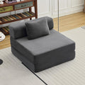 Folding Sofa Bed, Convertible Sleeper Chair with Pillow, Single Sofa with Back Support, Portable Fold Out Chair Cloud Couch Bed, Comfy Floor Sofa Lounge for Living Room Bedroom, Dark Grey