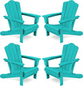KINGYES Folding Adirondack Chair Set of 4, HDPE All-Weather Folding Adirondack Chair, Aruba