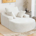 WJShome Oversized Lounge Chaise Indoor,D-Shaped Upholstered Corduroy Sofa Bed with 3 Pillows,Comfy Sleeper Boneless Couch,Deep Seat Couches for Living Room, Beige