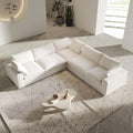 V-Shaped Cloud Sectional Couch, Modular Sectional Sofa, Modern Comfy Cloud Sofa, Covers Removable, Convertible Sleeper Couch for Living Room Apartment (White, Linen Fabric)