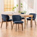 YOUNUOKE Upholstered Dining Chairs Set of 4, Modern Chenille Fabric Dining Room Chair with Wood Legs, Widen Backrest Comfy Armless Side Kitchen Chairs, Blue