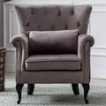 Janoray Mid Century Modern Accent Chair Upholstered Armchair Comfy Velvet Fabric Single Sofa with Tufted Wingback for Small Spaces Bedroom Living Room, Grey