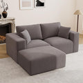 79" Modular Sectional Sofa with Ottoman, L-Shaped Cloud Couch, Memory Foam Boneless Loveseat with Chaise, No Assembly Required Corduroy Frameless Sofa for Small Living Room & Funituree Decor, Grey