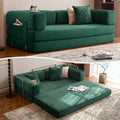 LIAROO 78.8" Convertible Sofa Bed -Compression Sofa with Corduroy Fabric - with Armrests and Backrest - Modular Sectional for Living Room, Bedroom, Studio - Compression Sofa in Box (Emerald Green)
