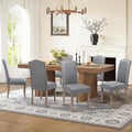Snugway Upholstered Dining Chair Stylish Parsons Kitchen High Back with Silver Nailhead Trim & Wood Legs, 6-Pack, Fabric Classic Grey