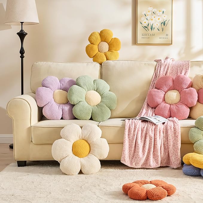 3 Pcs Flower Pillow Flowers Shaped Cushion Decorative Daisy Pillow for Bed Cute Throw Pillow Flower Floor Pillow Soft Seat Cushion 15.7"