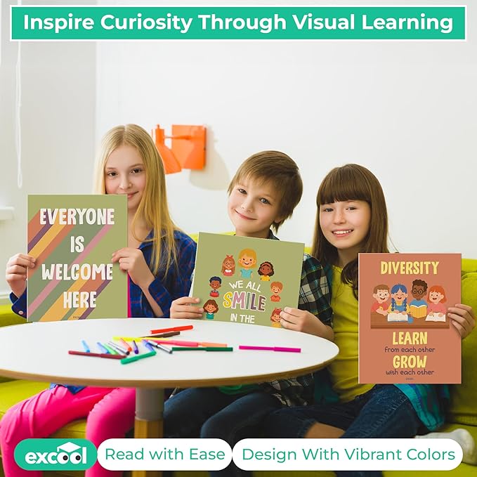 EXCOOL CLUB Diversity Posters For Classroom - Everyone Is Welcome Here Multicultural Decorations, Kindness Quotes Motivational Poster For Elementary Middle School, Inclusion Teacher Must Haves
