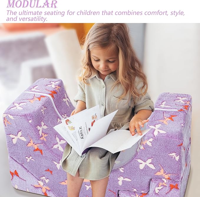 MeMoreCool Foam Climbing Toddler Couch, Modular Kids Sofa with Slide & Stair, Convertible Baby Couch for Playroom, Sectional Furniture for Crawling, Climbing, and Kids’ Play