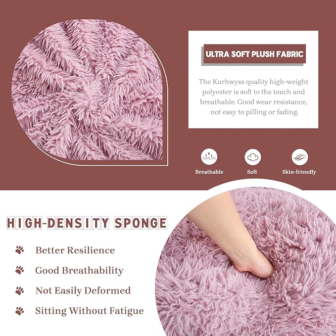 Upholstered Human Dog Bed for Adult & Pets, Convertible Lazy Sofa Bed with 5 Adjustable Position, Comfy Tatami Bean Bag Lounge Chair with 2 Soft Pillows for Bedroom Living Room (Pink Fluffy)