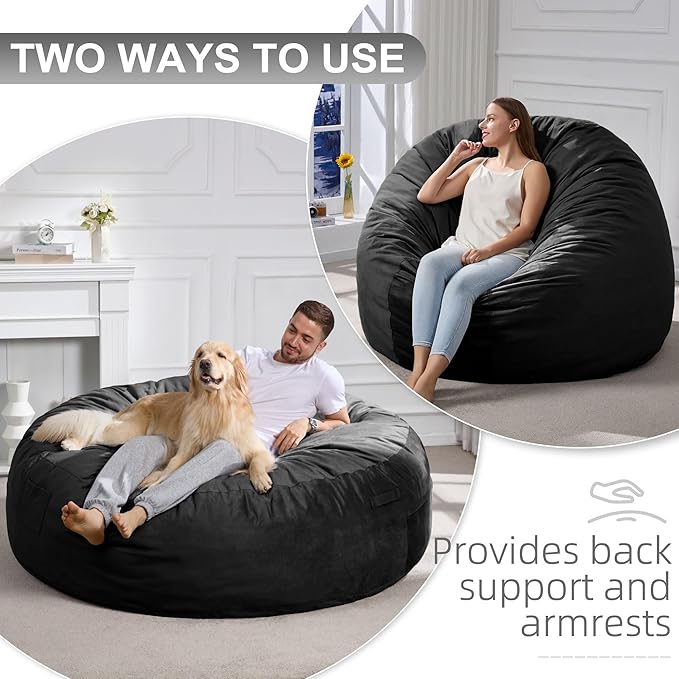 Hobestluk Bean Bag Chair 6Ft Giant Bean Bag Chairs for Adults Large Bean Chairs with Removable Cover,Big BeanBag Chairs for Living Room, Bedroom