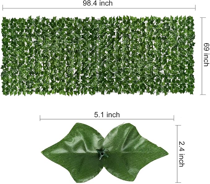 DearHouse Artificial Ivy Privacy Fence. 98.4x69in Artificial Hedges Fence and Faux Ivy Vine Leaf Decoration for Outdoor Indoor Garden Decor
