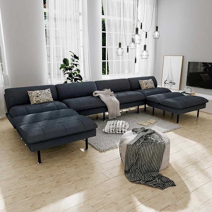 3 Sets 70" Futon Sofa Bed, 4 in 1 Multi-Function Couch Sleeper with Adjustable Backrest, Modern Convertible Futon, Recliner Small Loveseat for Living Room, Grey
