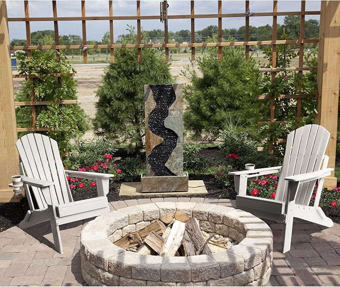 FUNBERRY Folding Adirondack Chair Set of 6, All Weather HDPE Fire Pit Chairs with Cup Holder for Outdoor
