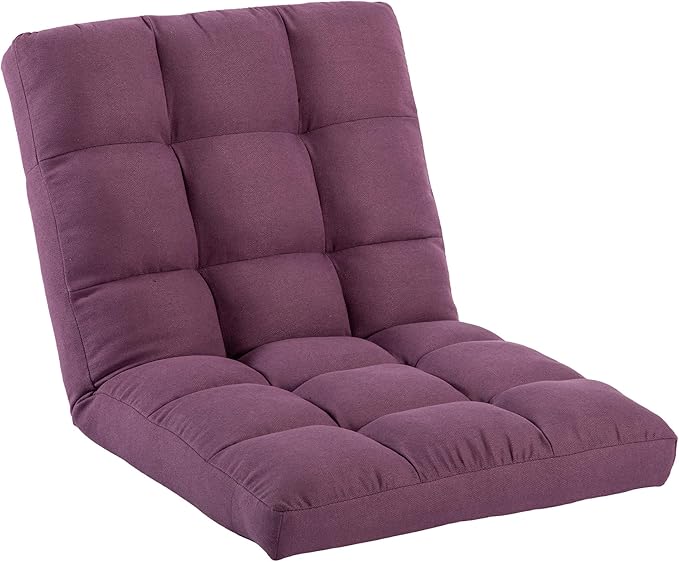HOMYEDAMIC Folding Floor Chair with Back Support, Adjust Lay Flat Recliner Oversized Lounge Wide Lazy Boy Gaming Ergonomic Single Sofa Seat for Living Room Bedroom(Purple)