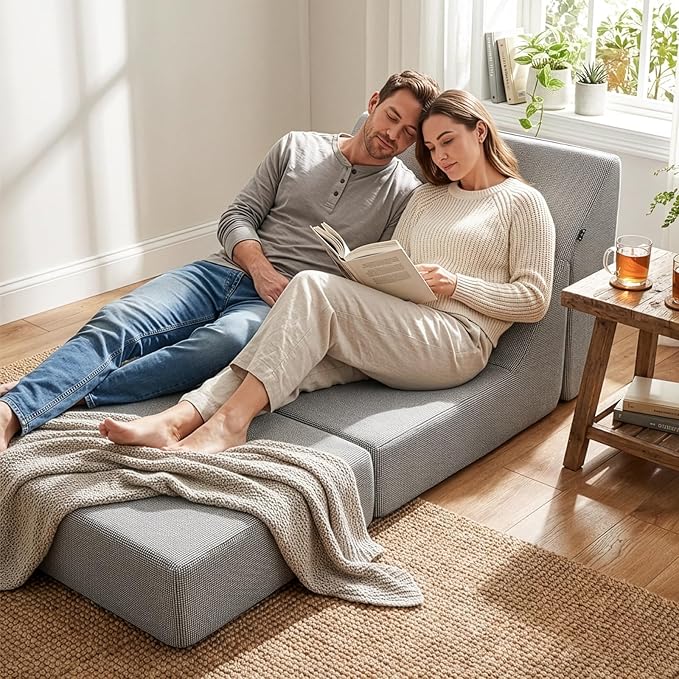 GLCS Folding Sofa Bed,Convertible Sleeper Chair,Modern Floor Futon Sofa Couch for Living Room/Dorm/Guest Use/Home Office/Apartment