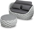 Erotr Patio Loveseat with Table: Aluminum Hand Woven Rope 2 Pieces Patio Furniture Set - Cushioned Outdoor Seating Set - Modern Couch Assembled - Metal Lounge Set for Porch Balcony Deck Garden Hotel