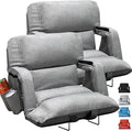 Extra Wide Stadium Seats With Back Support 2 Pack, Exclusive "Sofa Style" Design Thick Bleacher Chairs With Back and Cushion, 6 Reclining Positions - Ultimate Comfort for Sports Events (Grey, 25")